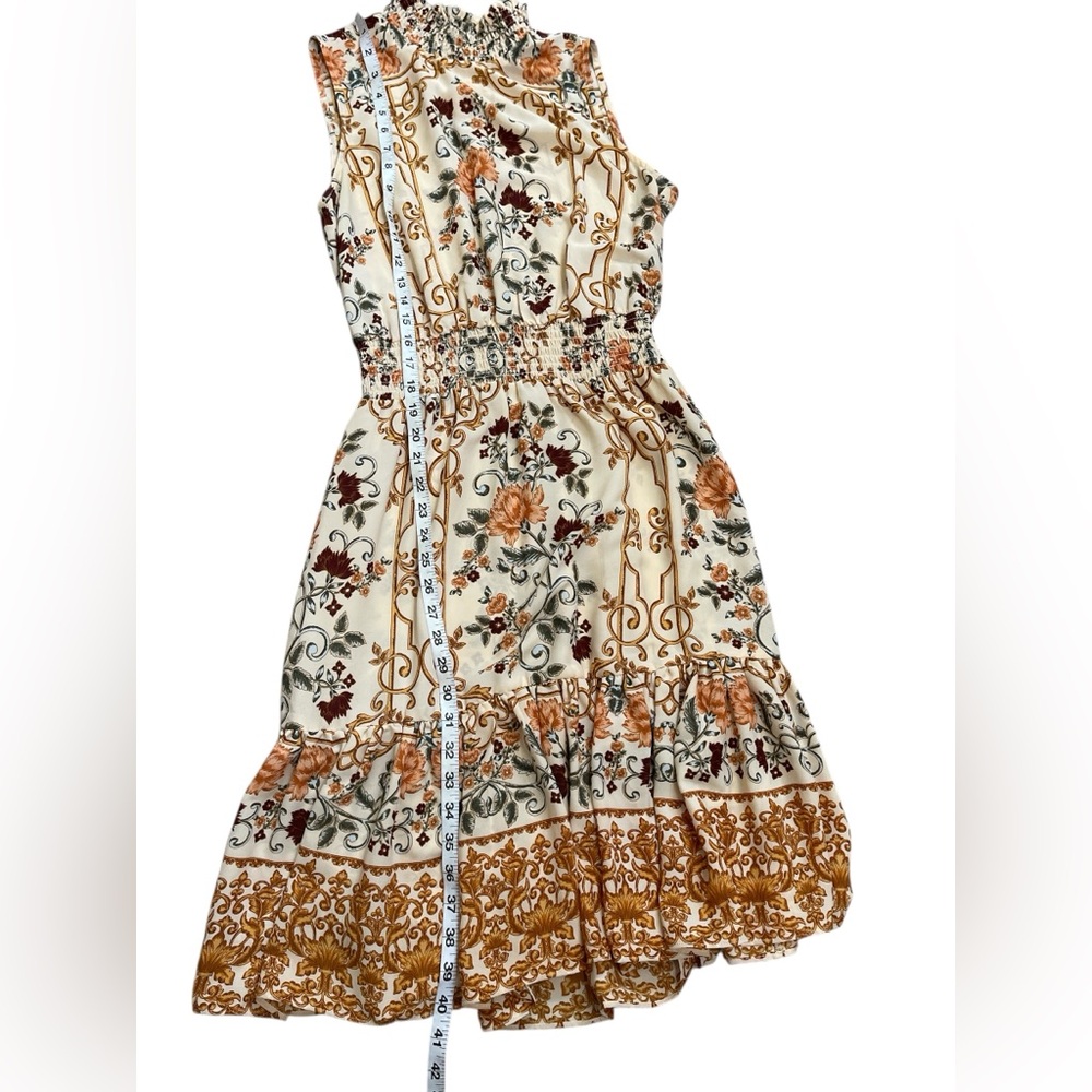 Whimsical Nanette Lepore Floral Smoked Sleeveless Mock Neck Dress - Picture 4 of 7